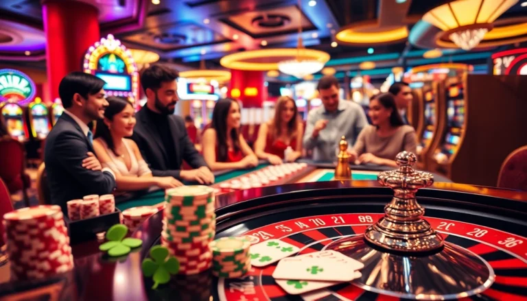 Discover the thrilling experience at new88 com with players enjoying exciting roulette games and poker chips in action.